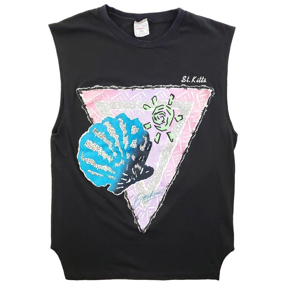 St. Kitts Breakaway Vintage Tank Top Single Stitch Shirt Tropical Women's Large